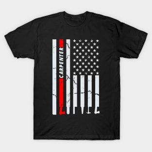 Carpenter Woodworking Tools American US Flag Father's Day T-Shirt